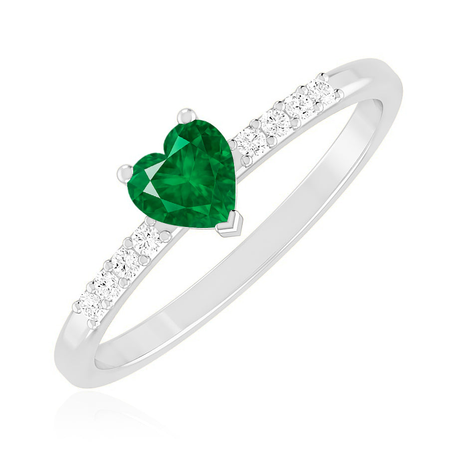 Heart-Cut Center Gemstone | Sterling Silver Birthstone Ring | Genuine Gemstone Studded Ring | Personalized Promise Ring | Gift for Her