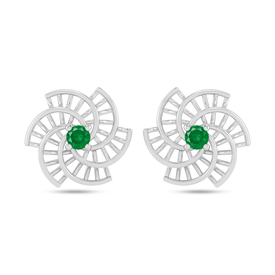 Spiral Floral Stud Earrings | 925 Sterling Silver Birthstone Stud Earrings | Diamond Accent Gemstone Earrings | 15 Birthstone Options | Gift for Women