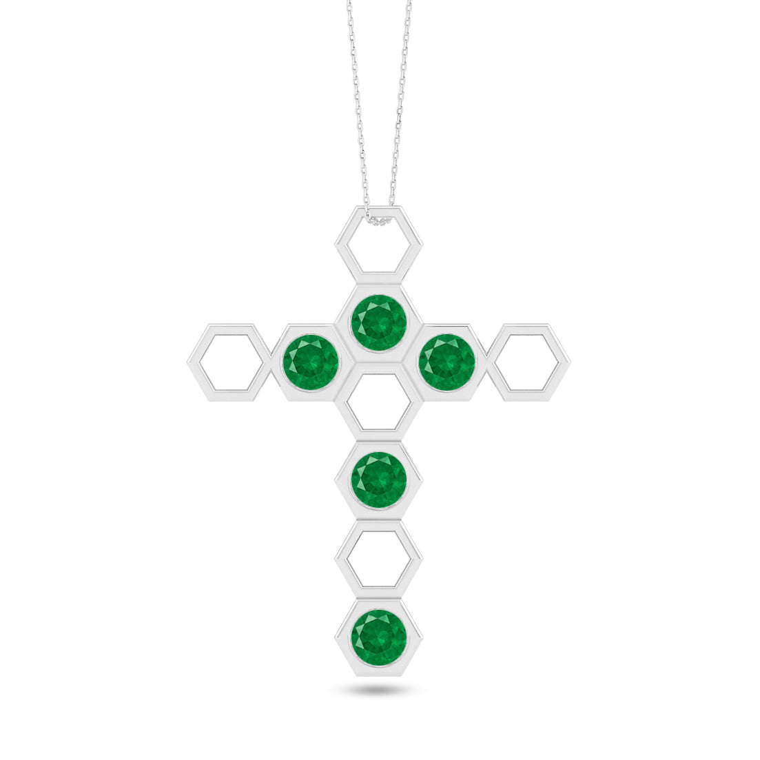 Geometric Cross Pendant | Sterling Silver Birthstone Necklace | Adjustable Chain | 15 Gemstone Choices | Personalized Gemstone Pendant