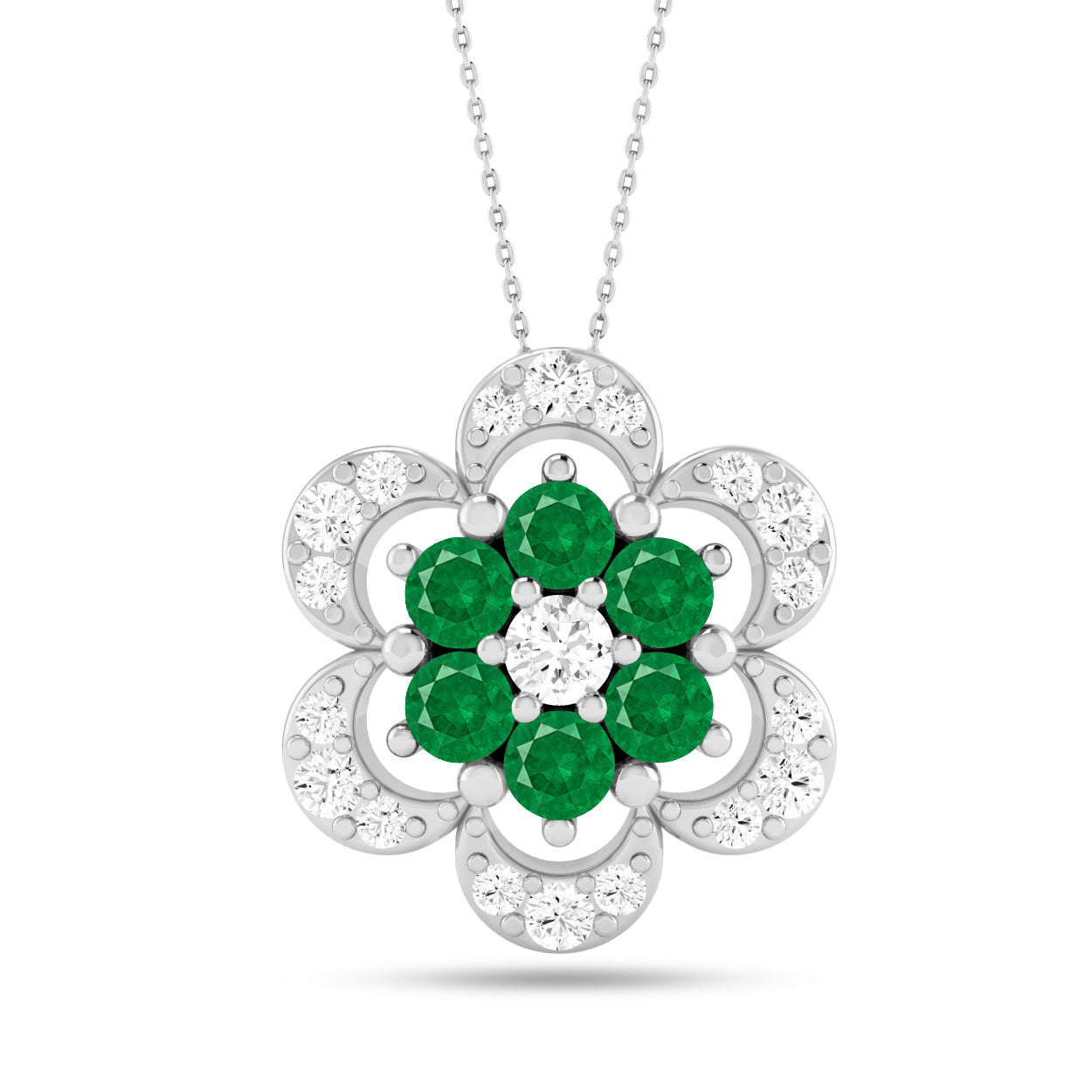 Floral Cluster Pendant | Starburst Pendant | Heart Knot Teardrop Pendant | Sterling Silver Birthstone Necklace | Diamond Accent | Adjustable Chain | 15 Gemstone Choices