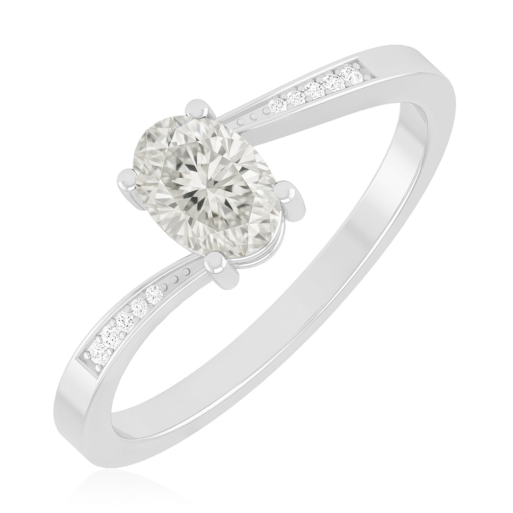 Oval Solitaire Ring | Sterling Silver Birthstone Ring | Genuine Gemstone & Diamond Studded Ring | Personalized Promise Ring | Gift for Her