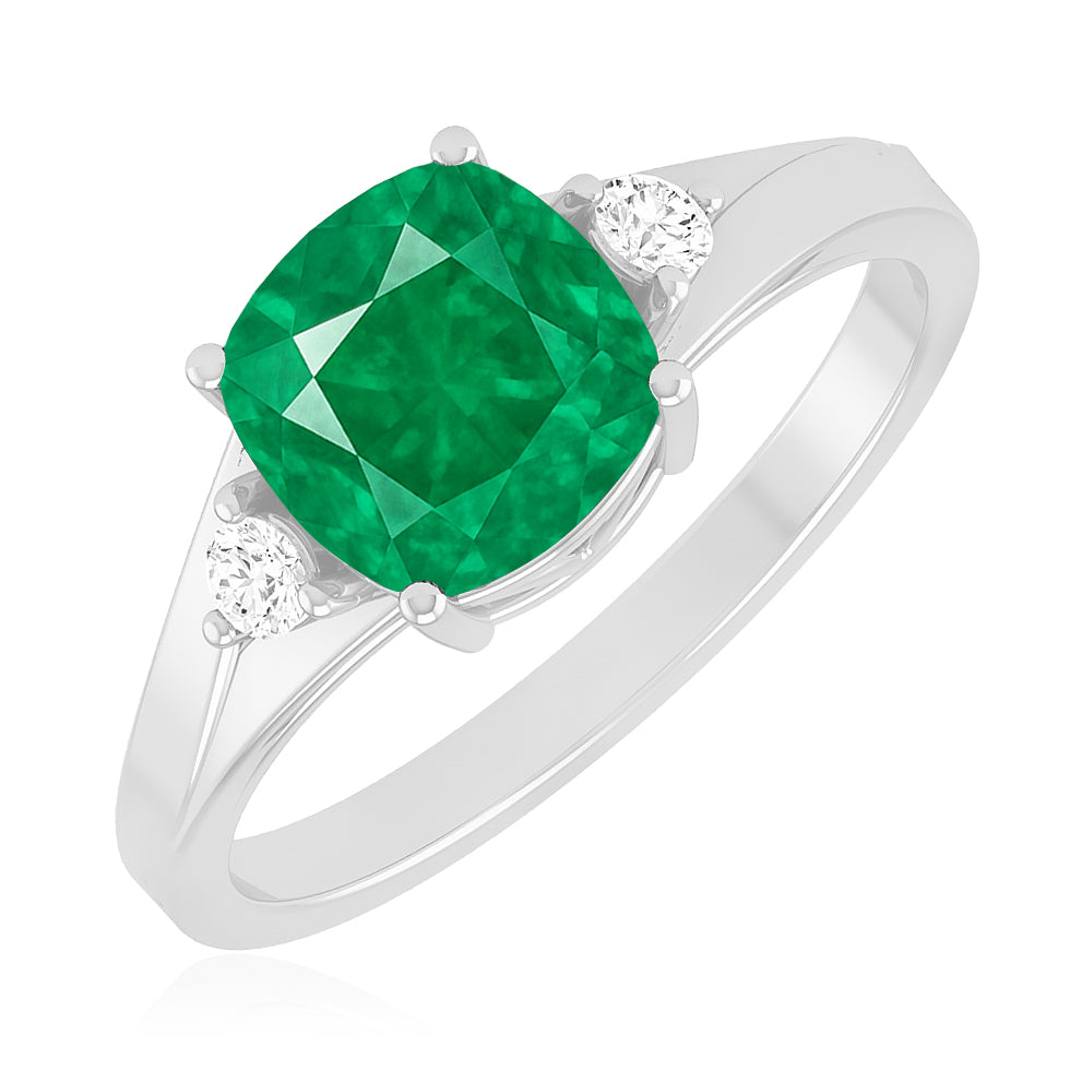 Classic Three-Stone Solitaire Ring | Sterling Silver Birthstone Ring | Genuine Gemstone & Diamond Studded Ring | Personalized Promise Ring | Gift for Her