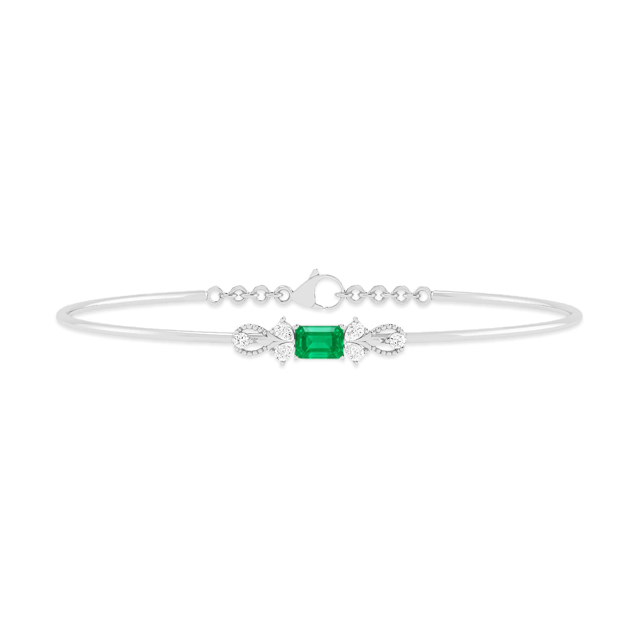 Gemstone Bangle Bracelet | Sterling Silver Birthstone Bracelet | Adjustable Chain | 15 Gemstone Choices | Personalized Gemstone Bracelet Floral Vine Bracelet Canter piece