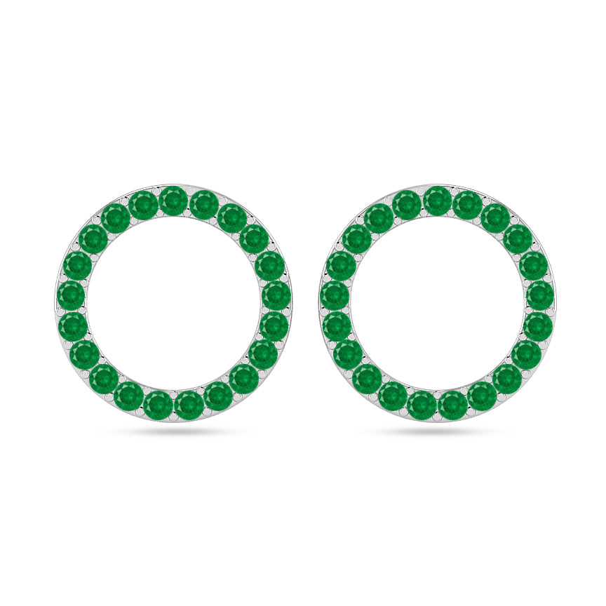 Circle Frame Stud Earrings | 925 Sterling Silver Birthstone Stud Earrings | Diamond Accent Gemstone Earrings | 15 Birthstone Options | Gift for Women