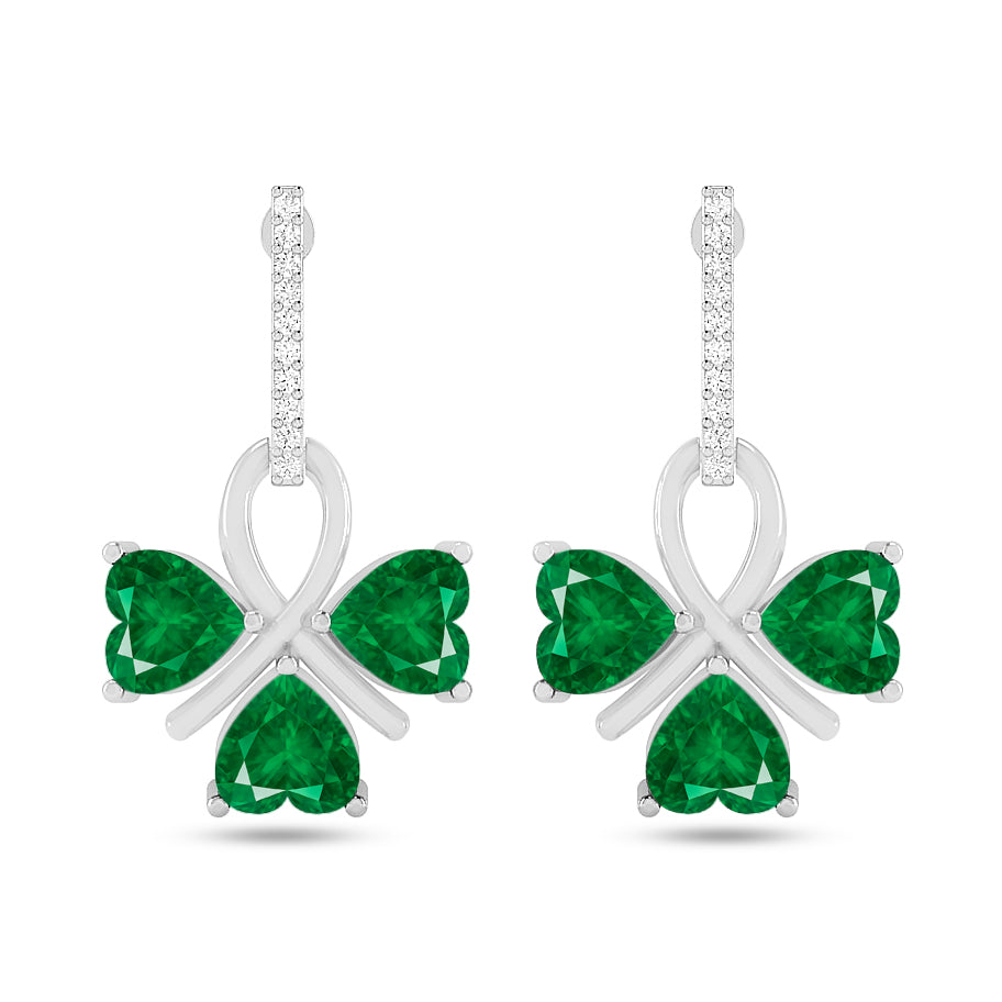 Butterfly Drop Earrings | 925 Sterling Silver Birthstone Stud Earrings | Diamond Accent Gemstone Earrings | 15 Birthstone Options | Gift for Women