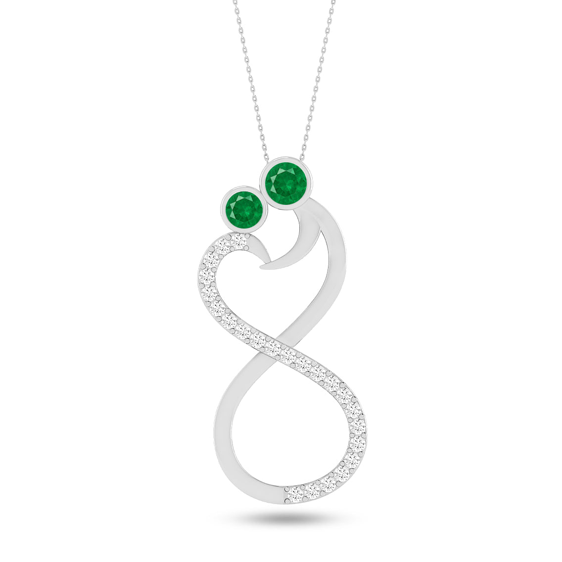 Couple Heart Infinity Pendant | Starburst Pendant | Heart Knot Teardrop Pendant | Sterling Silver Birthstone Necklace | Diamond Accent | Adjustable Chain | 15 Gemstone Choices