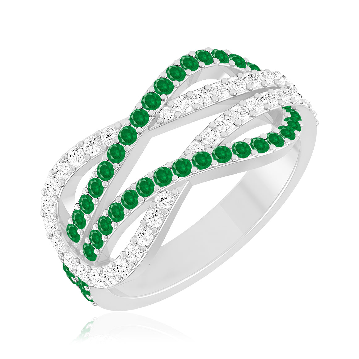 Infinity Crossover Band Ring| Sterling Silver Birthstone Ring | Genuine Gemstone & Diamond Studded Ring | Personalized Promise Ring | Gift for Her