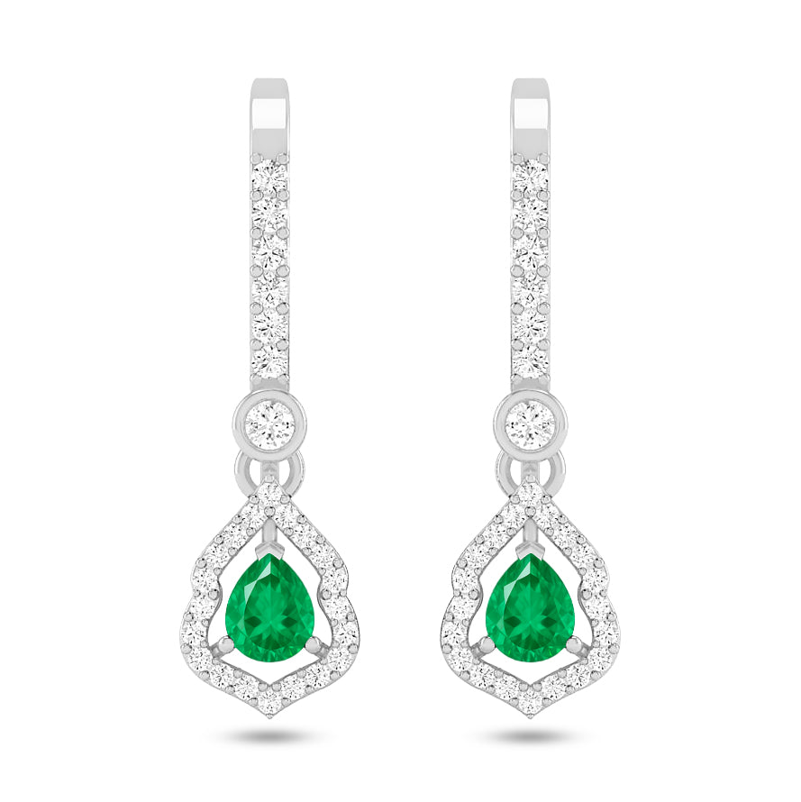 Yeh Pear Halo Open Frame Drop Earrings | 925 Sterling Silver Birthstone Stud Earrings | Diamond Accent Gemstone Earrings | 15 Birthstone Options | Gift for Women