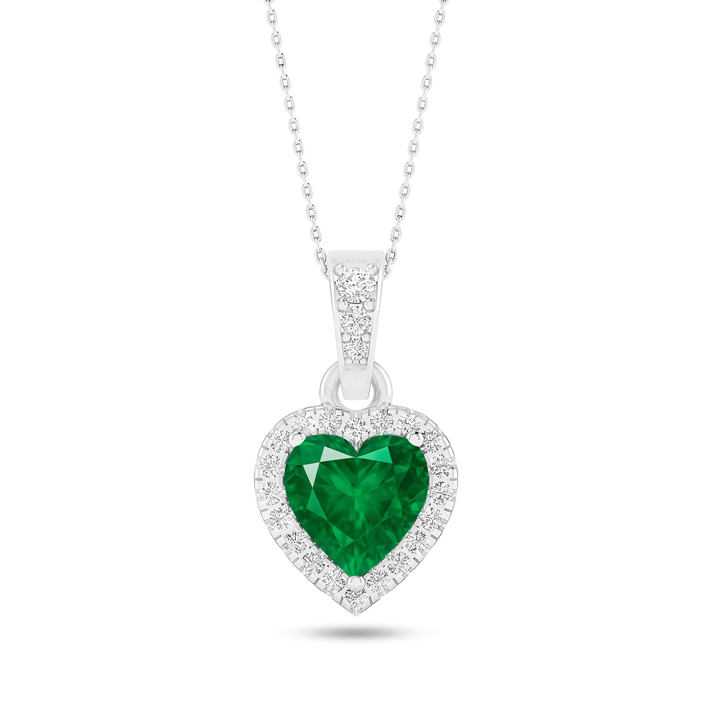 Heart Halo Pendant | Sterling Silver Birthstone Necklace | Diamond Accent | Adjustable Chain | 15 Gemstone Choices