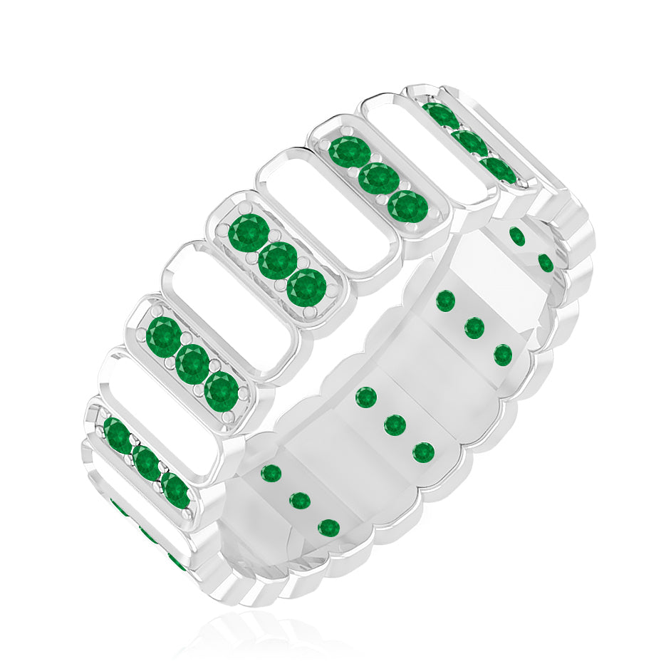 Full Eternity Band Ring | Sterling Silver Birthstone Ring | Genuine Gemstone & Diamond Studded Ring | Personalized Promise Ring | Gift for Her