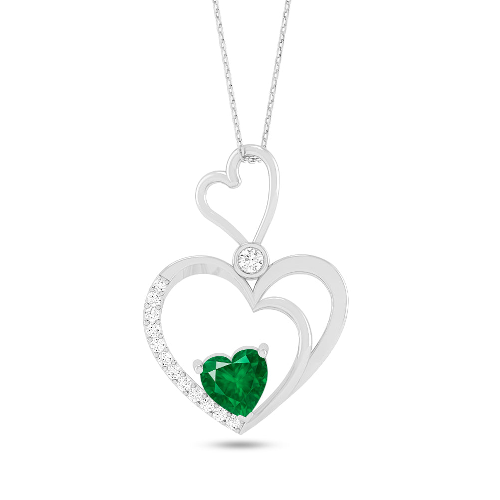 Double Heart Pendant | Starburst Pendant | Heart Knot Teardrop Pendant | Sterling Silver Birthstone Necklace | Diamond Accent | Adjustable Chain | 15 Gemstone Choices