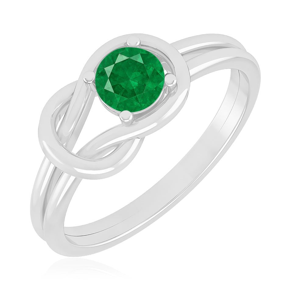 Infinity Knot Solitaire Ring | Sterling Silver Birthstone Ring | Genuine Gemstone & Diamond Studded Ring | Personalized Promise Ring | Gift for Her