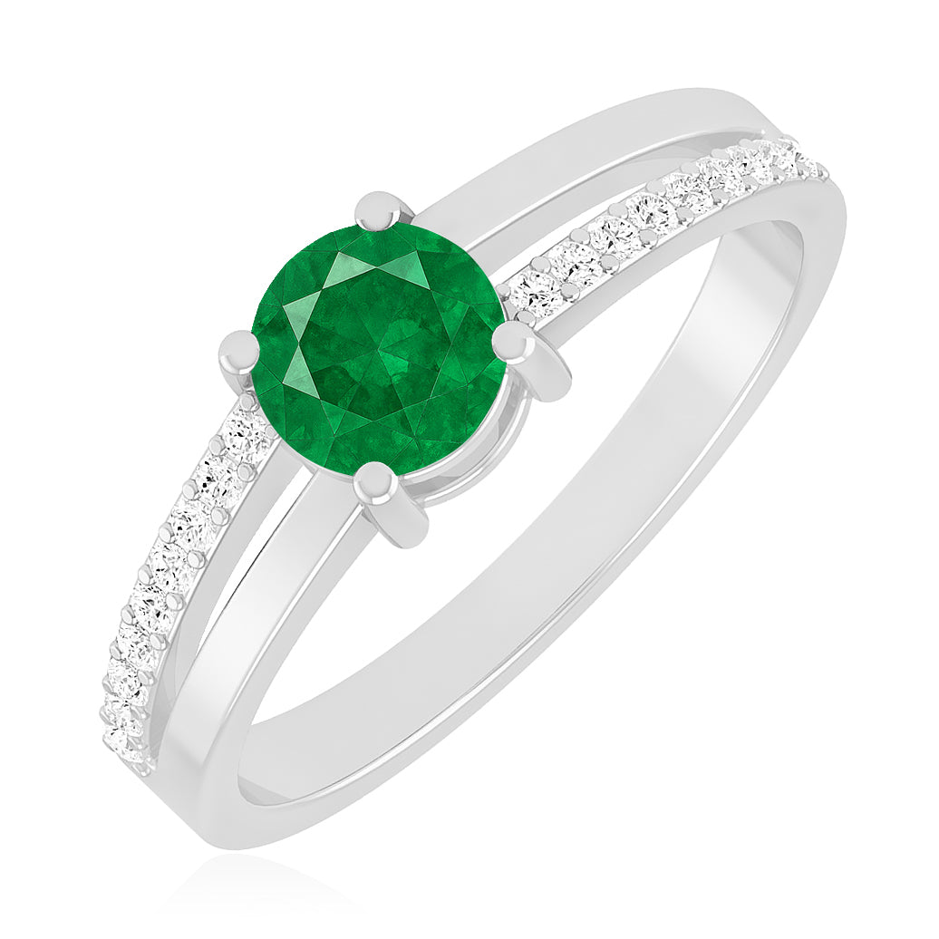 Split Shank Solitaire Ring | Sterling Silver Birthstone Ring | Genuine Gemstone & Diamond Studded Ring | Personalized Promise Ring | Gift for Her