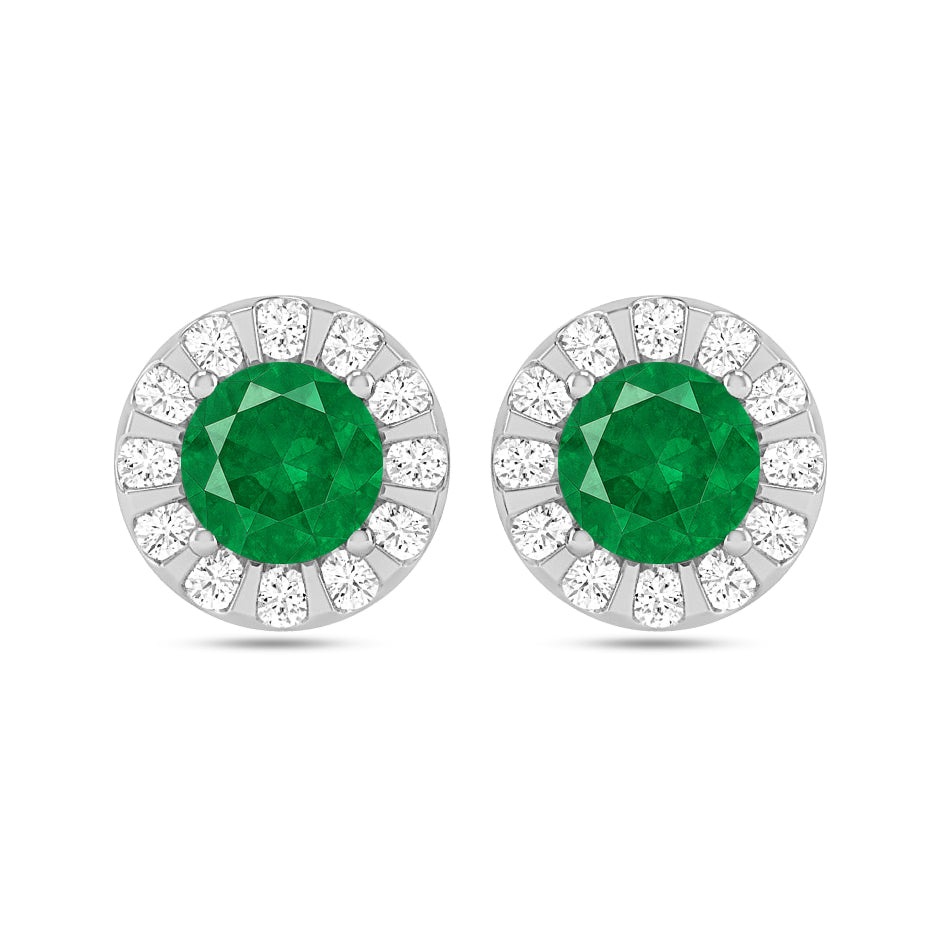 Sunburst Halo Stud Earrings | 925 Sterling Silver Birthstone Stud Earrings | Diamond Accent Gemstone Earrings | 15 Birthstone Options | Gift for Women