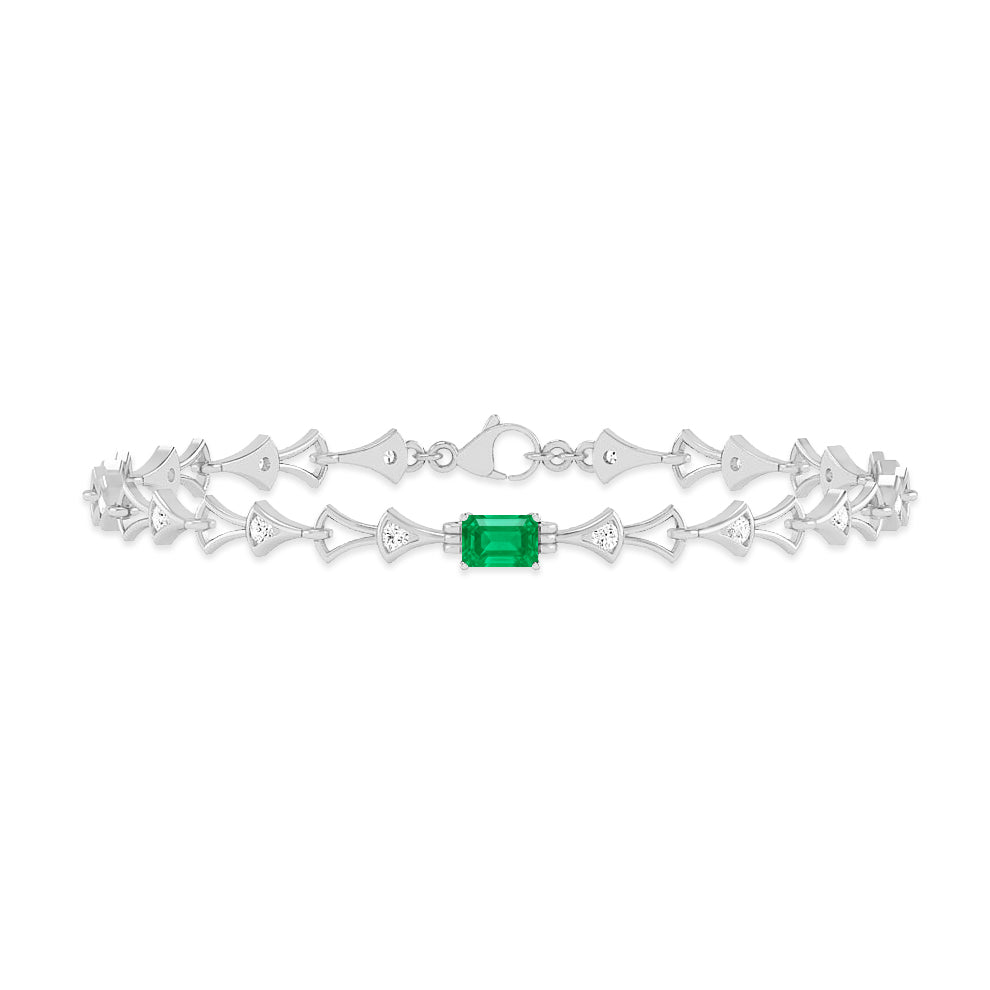 Art Deco Link Bracelet | Sterling Silver Birthstone Bracelet | Adjustable Chain | 15 Gemstone Choices | Personalized Gemstone Bracelet Floral Vine Bracelet Canter piece