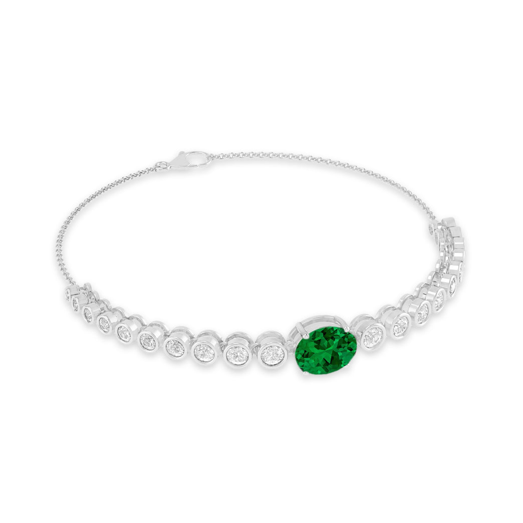 Center Stone Tennis Bracelet | Sterling Silver Birthstone Bracelet | Adjustable Chain | 15 Gemstone Choices | Personalized Gemstone Bracelet