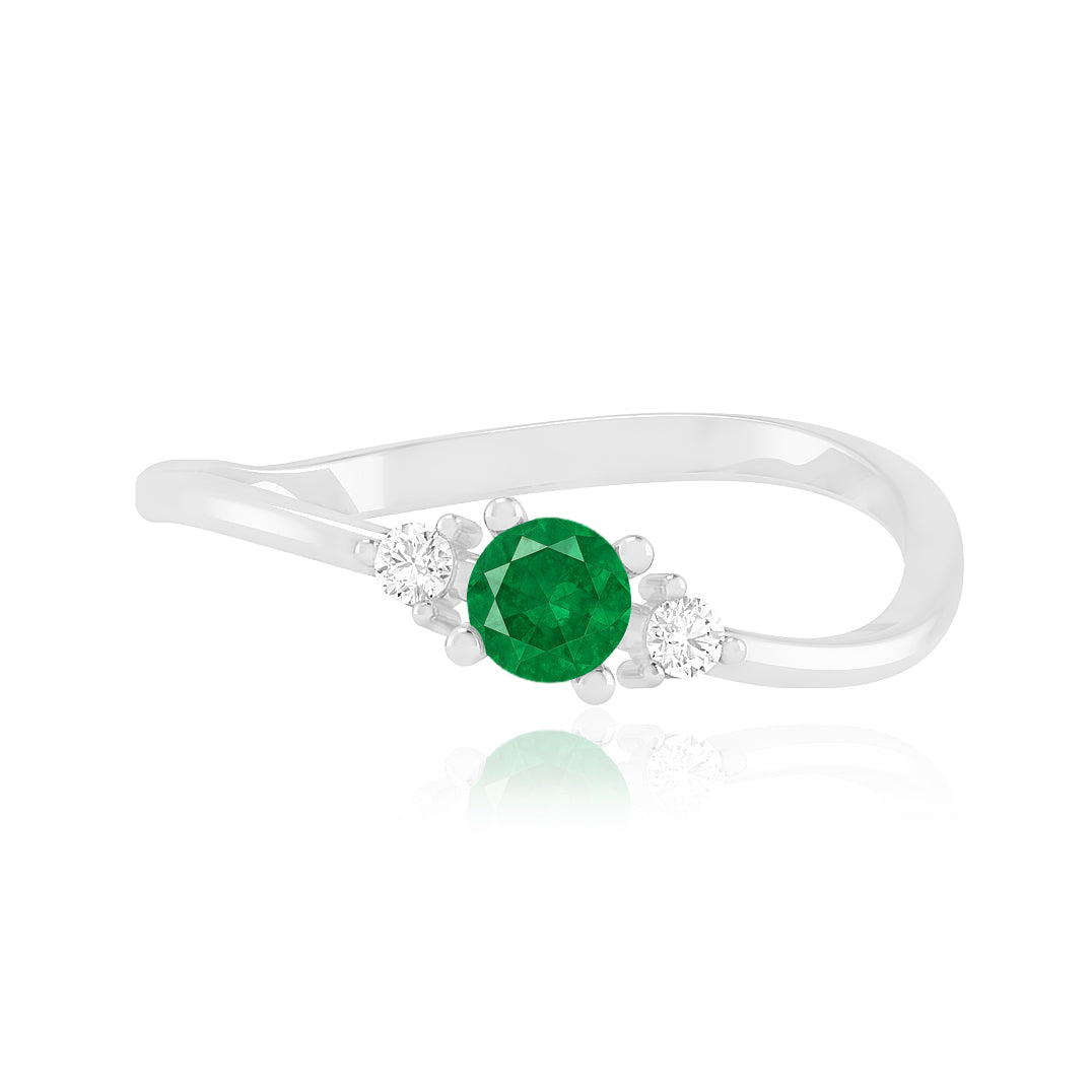 Three Stone Solitaire Ring | Sterling Silver Birthstone Ring | Genuine Gemstone & Diamond Studded Ring | Personalized Promise Ring | Gift for Her