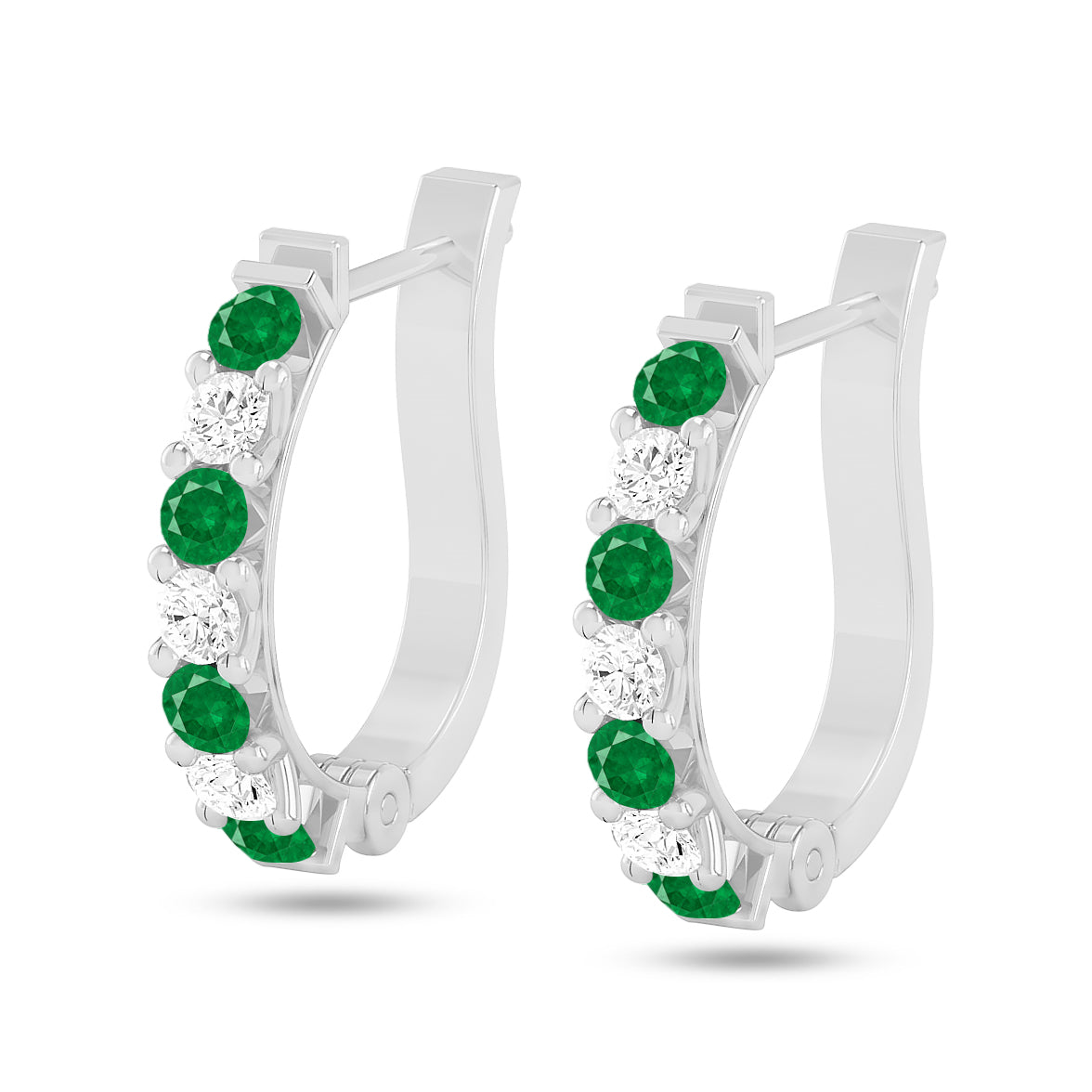 Inside-Outside Hoop Earrings | 925 Sterling Silver Birthstone Stud Earrings | Diamond Accent Gemstone Earrings | 15 Birthstone Options | Gift for Women