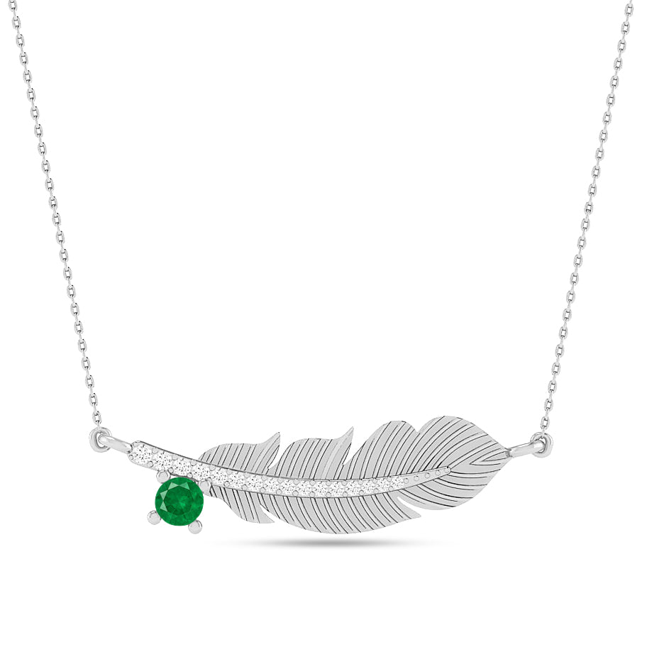 Feather Pendant Necklace | Starburst Pendant | Heart Knot Teardrop Pendant | Sterling Silver Birthstone Necklace | Diamond Accent | Adjustable Chain | 15 Gemstone Choices
