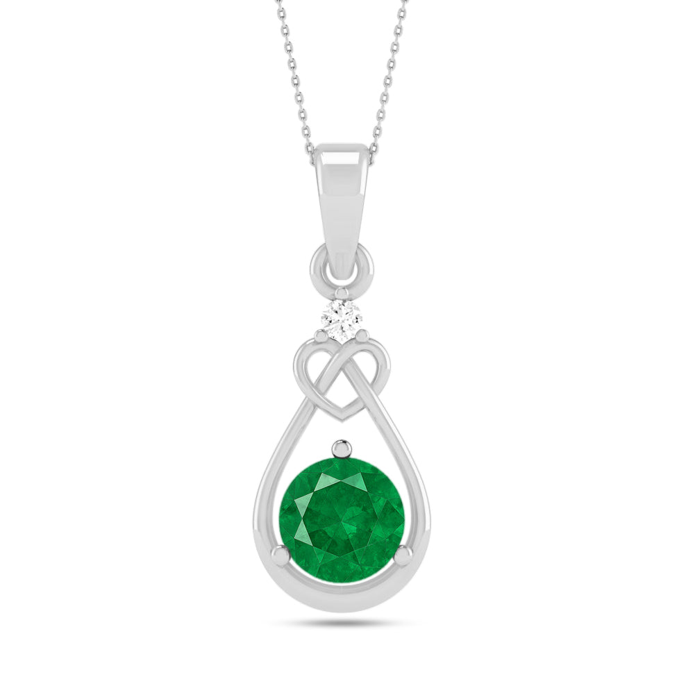 Heart Knot Teardrop Pendant | Sterling Silver Birthstone Necklace | Diamond Accent | Adjustable Chain | 15 Gemstone Choices