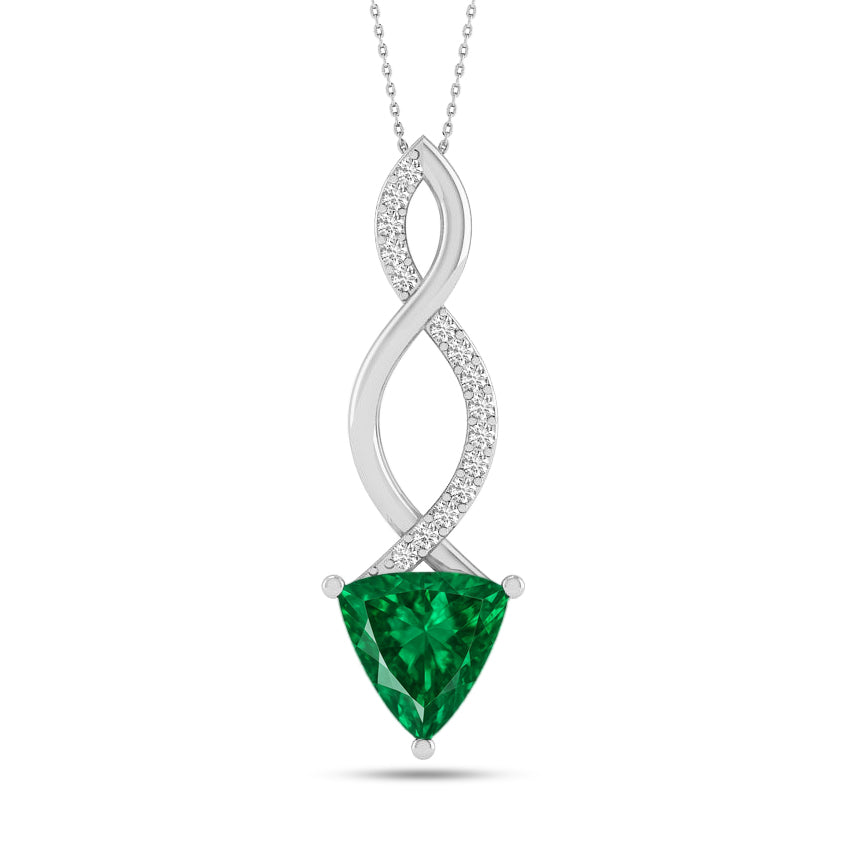 Infinity Twist Pendant | Sterling Silver Birthstone Necklace | Diamond Accent | Adjustable Chain | 15 Gemstone Choices