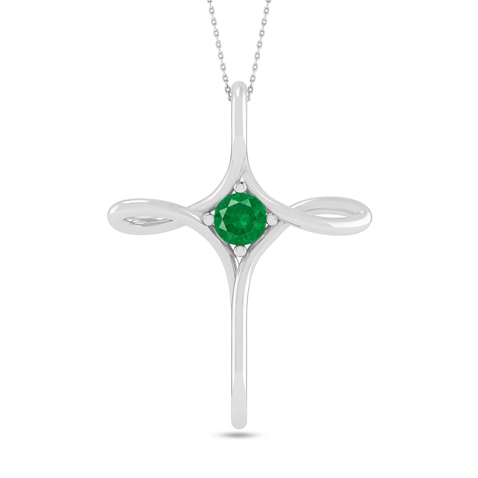 Infinity Cross Pendant | Sterling Silver Birthstone Necklace | Adjustable Chain | 15 Gemstone Choices | Personalized Gemstone Pendant