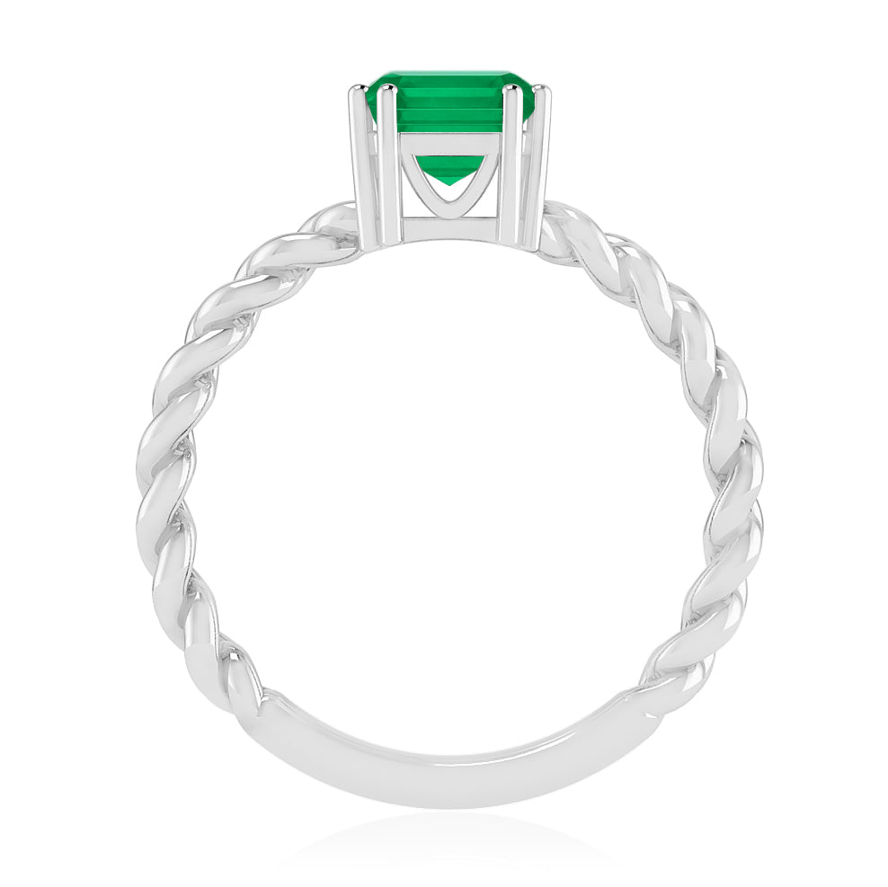 Chain Link Solitaire Ring | Sterling Silver Birthstone Ring | Genuine Gemstone Studded Ring | Personalized Promise Ring | Gift for Her