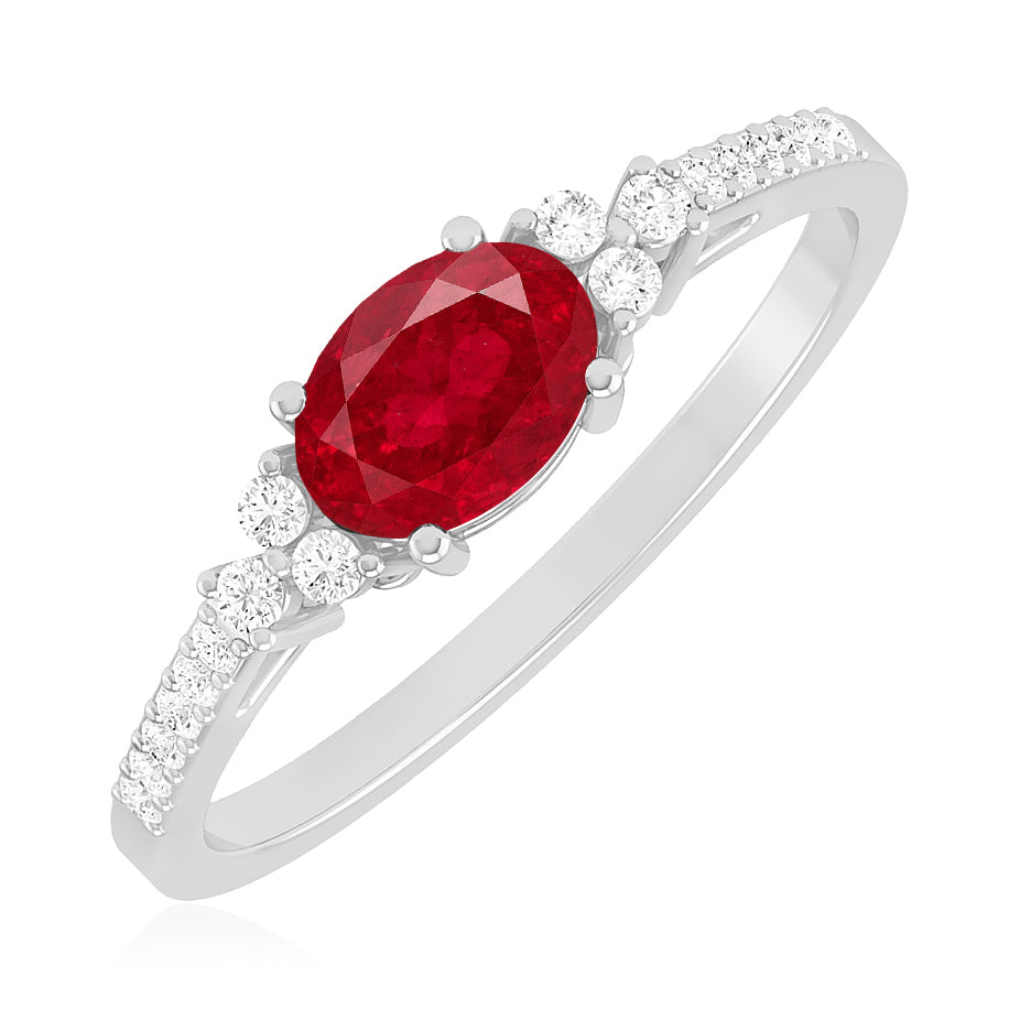 Bezel Set Three-Stone Ring | Sterling Silver Birthstone Ring | Genuine Gemstone & Diamond Studded Ring | Personalized Promise Ring | Gift for Her