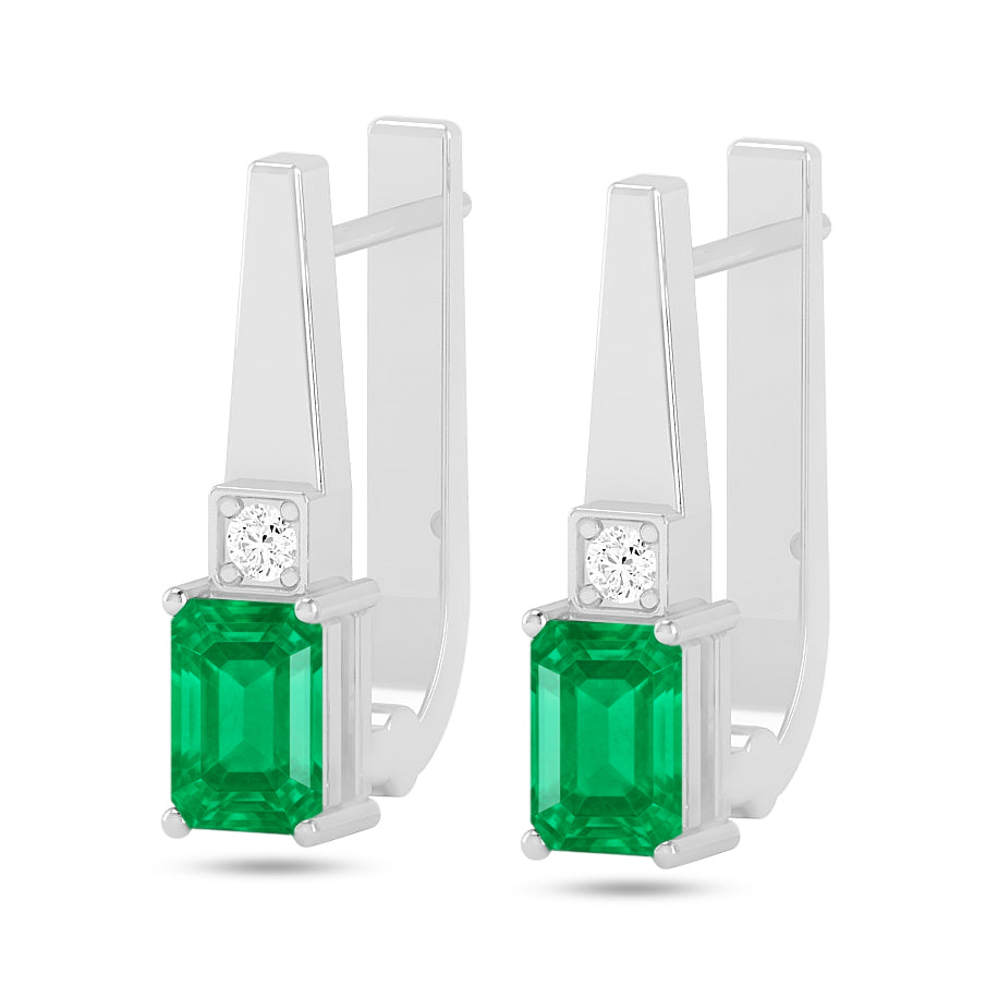 Lever back Drop Earrings | 925 Sterling Silver Birthstone Stud Earrings | Diamond Accent Gemstone Earrings | 15 Birthstone Options | Gift for Women