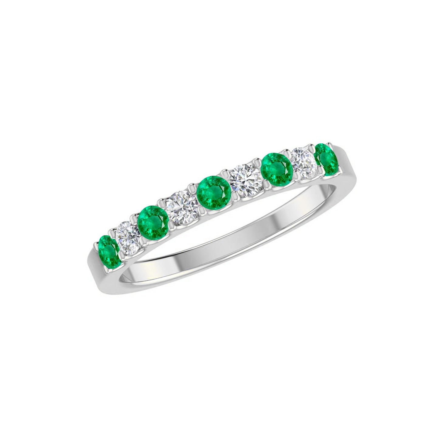 Half Eternity Ring | Sterling Silver Birthstone Ring | Genuine Gemstone & Diamond Studded Ring | Personalized Promise Ring | Gift for Her