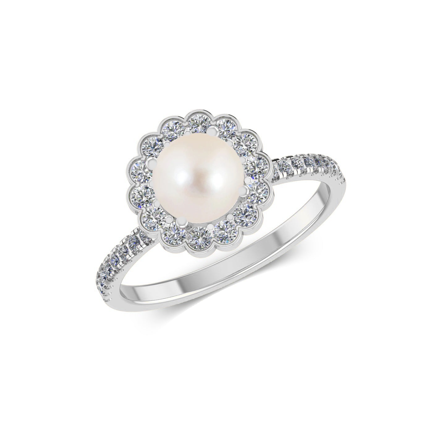 Floral Halo Ring | Sterling Silver Birthstone Ring | Genuine Gemstone & Diamond Studded Ring | Personalized Promise Ring | Gift for Her
