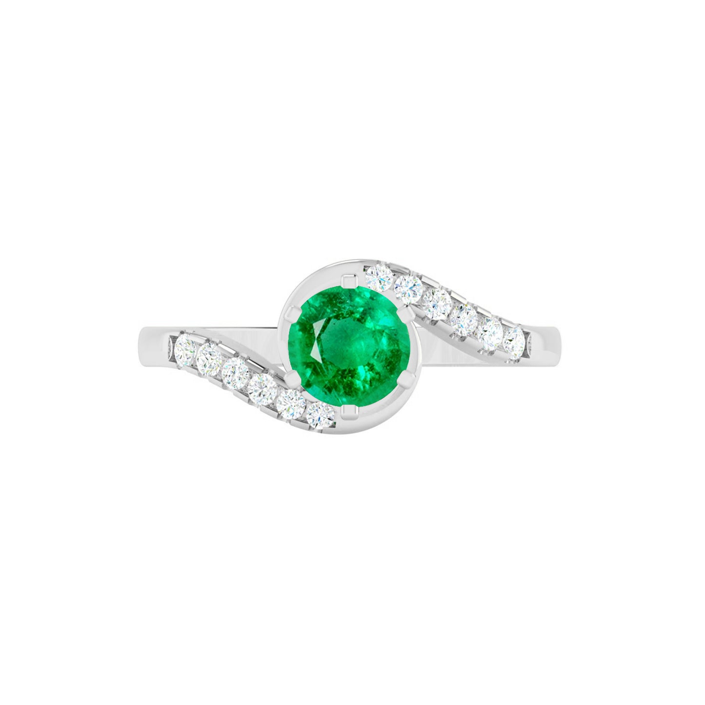 Bypass Solitaire Ring | Sterling Silver Birthstone Ring | Genuine Gemstone & Diamond Studded Ring | Personalized Promise Ring | Gift for Her