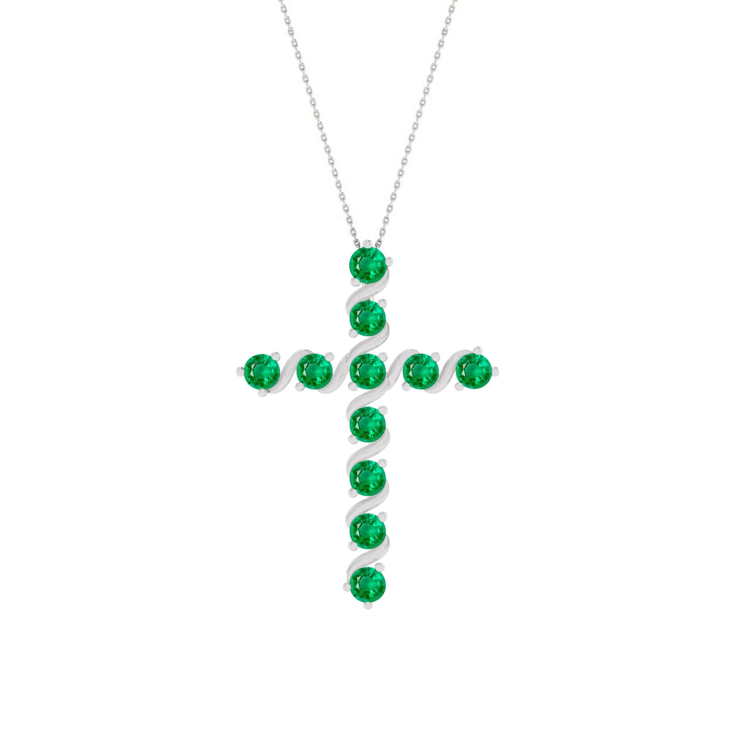 Gemstone Cross Pendant | Floral Vine Style Gemstone Pendant | Sterling Silver Birthstone Necklace | Adjustable Chain | 15 Gemstone Choices | Personalized Gemstone Pendant