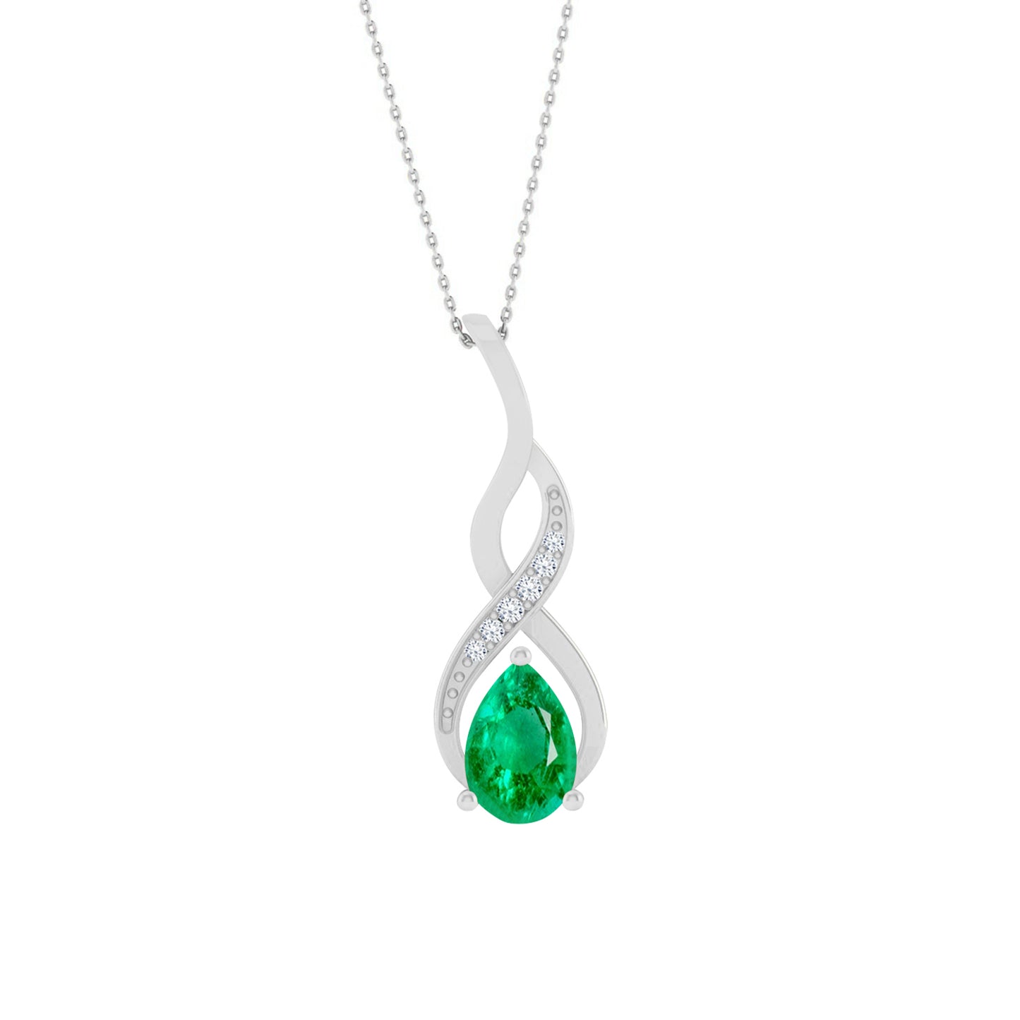 Classic Teardrop Solitaire Pendant | Starburst Pendant | Heart Knot Teardrop Pendant | Sterling Silver Birthstone Necklace | Diamond Accent | Adjustable Chain | 15 Gemstone Choices