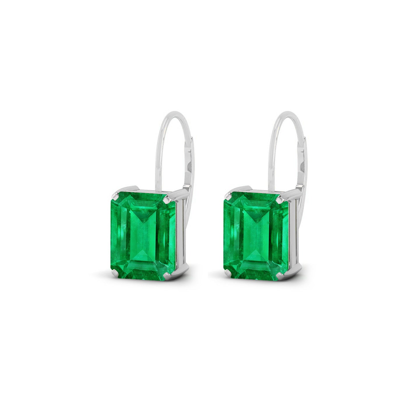 Emerald Cut Lever back Earrings | 925 Sterling Silver Birthstone Stud Earrings | Diamond Accent Gemstone Earrings | 15 Birthstone Options | Gift for Women