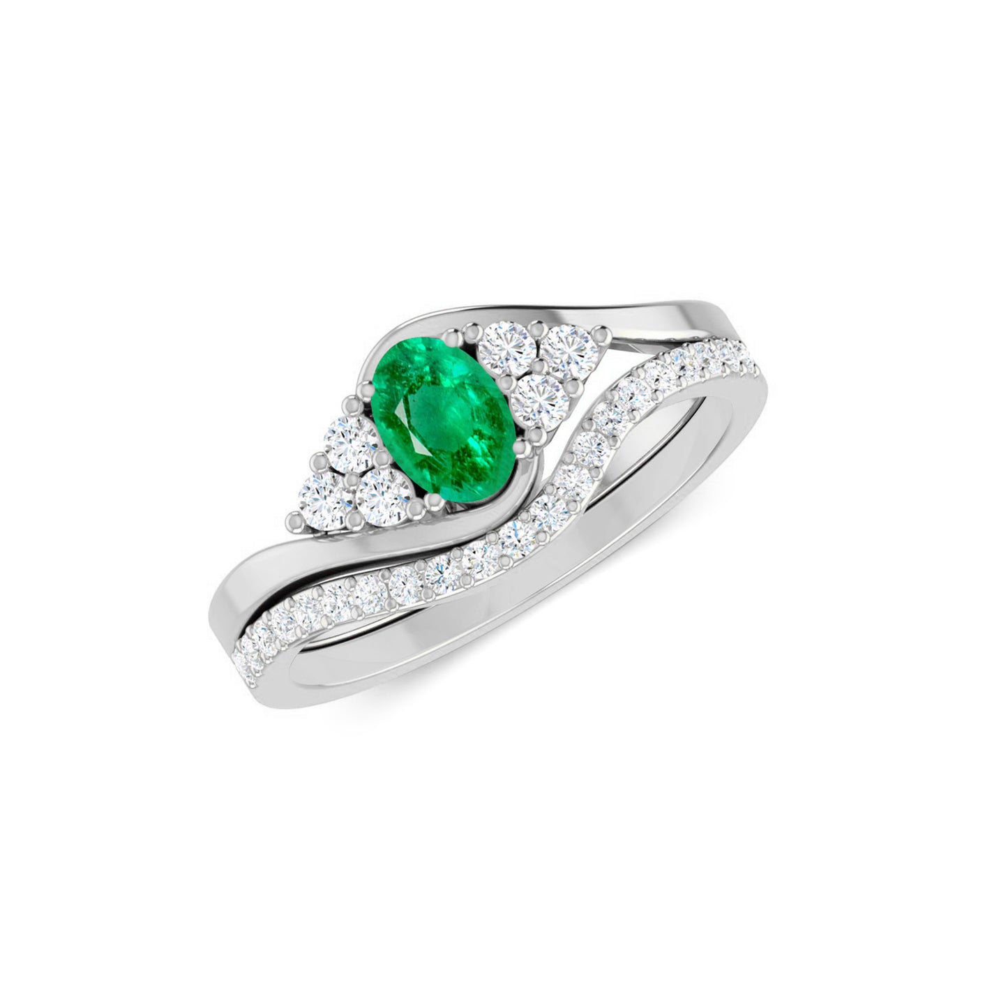 Curved Wedding Band | Sterling Silver Birthstone Ring | Genuine Gemstone & Diamond Studded Ring | Personalized Promise Ring | Gift for Her