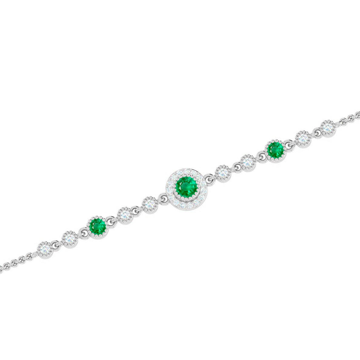 Halo Station Bracelet | Sterling Silver Birthstone Bracelet | Adjustable Chain | 15 Gemstone Choices | Personalized Gemstone Bracelet