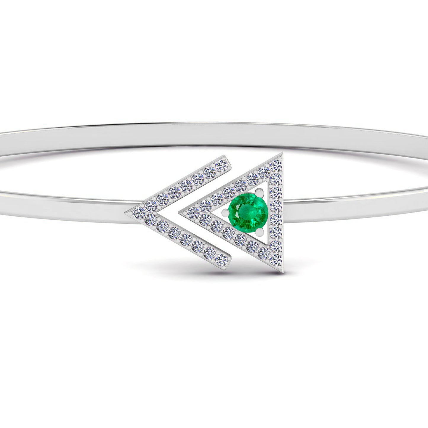 Geometric Open Bangle Bracelet | Sterling Silver Birthstone Bracelet | Adjustable Chain | 15 Gemstone Choices | Personalized Gemstone Bracelet