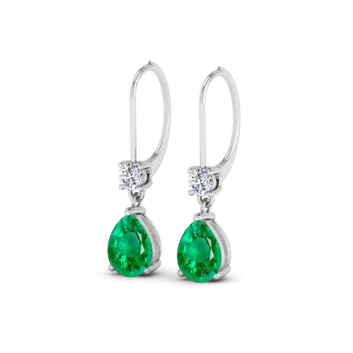 Pear Drop Lever back Earrings | 925 Sterling Silver Birthstone Stud Earrings | Diamond Accent Gemstone Earrings | 15 Birthstone Options | Gift for Women