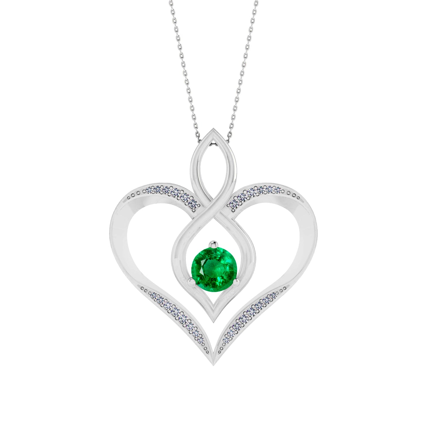 Sterling Silver Birthstone Necklace | Diamond Accent | Adjustable Chain | 15 Gemstone Choices