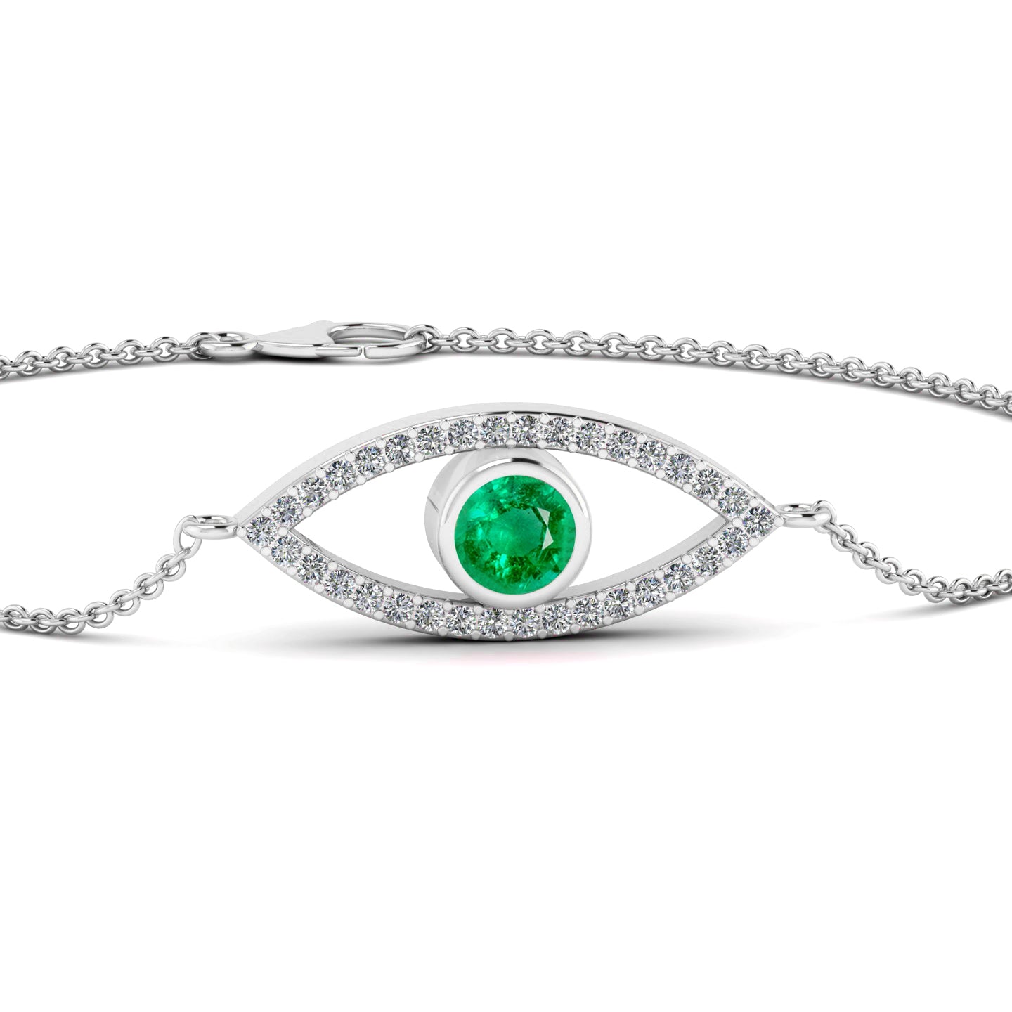 Evil Eye Bracelet | Sterling Silver Birthstone Bracelet | Adjustable Chain | 15 Gemstone Choices | Personalized Gemstone Bracelet