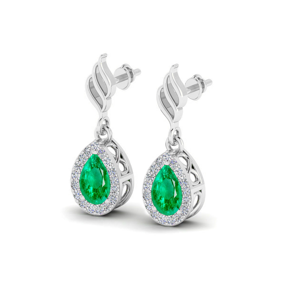 Flame (Floral Swirl) Hook | 925 Sterling Silver Birthstone Stud Earrings | Diamond Accent Gemstone Earrings | 15 Birthstone Options | Gift for Women