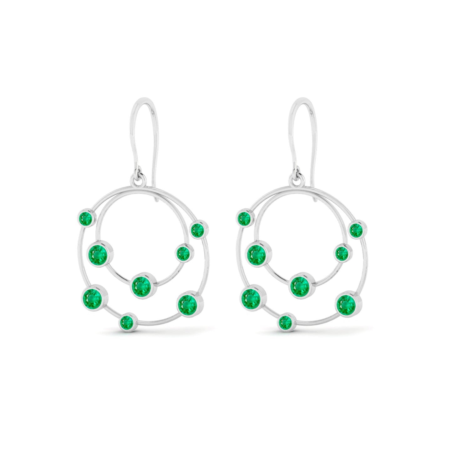 Open Circle Drop Earrings | 925 Sterling Silver Birthstone Stud Earrings | Diamond Accent Gemstone Earrings | 15 Birthstone Options | Gift for Women