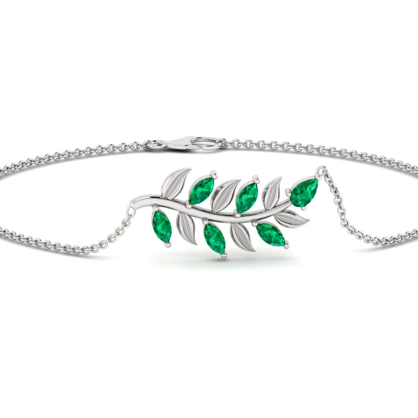 Leaf Vine Bracelet | Sterling Silver Birthstone Bracelet | Adjustable Chain | 15 Gemstone Choices | Personalized Gemstone Bracelet