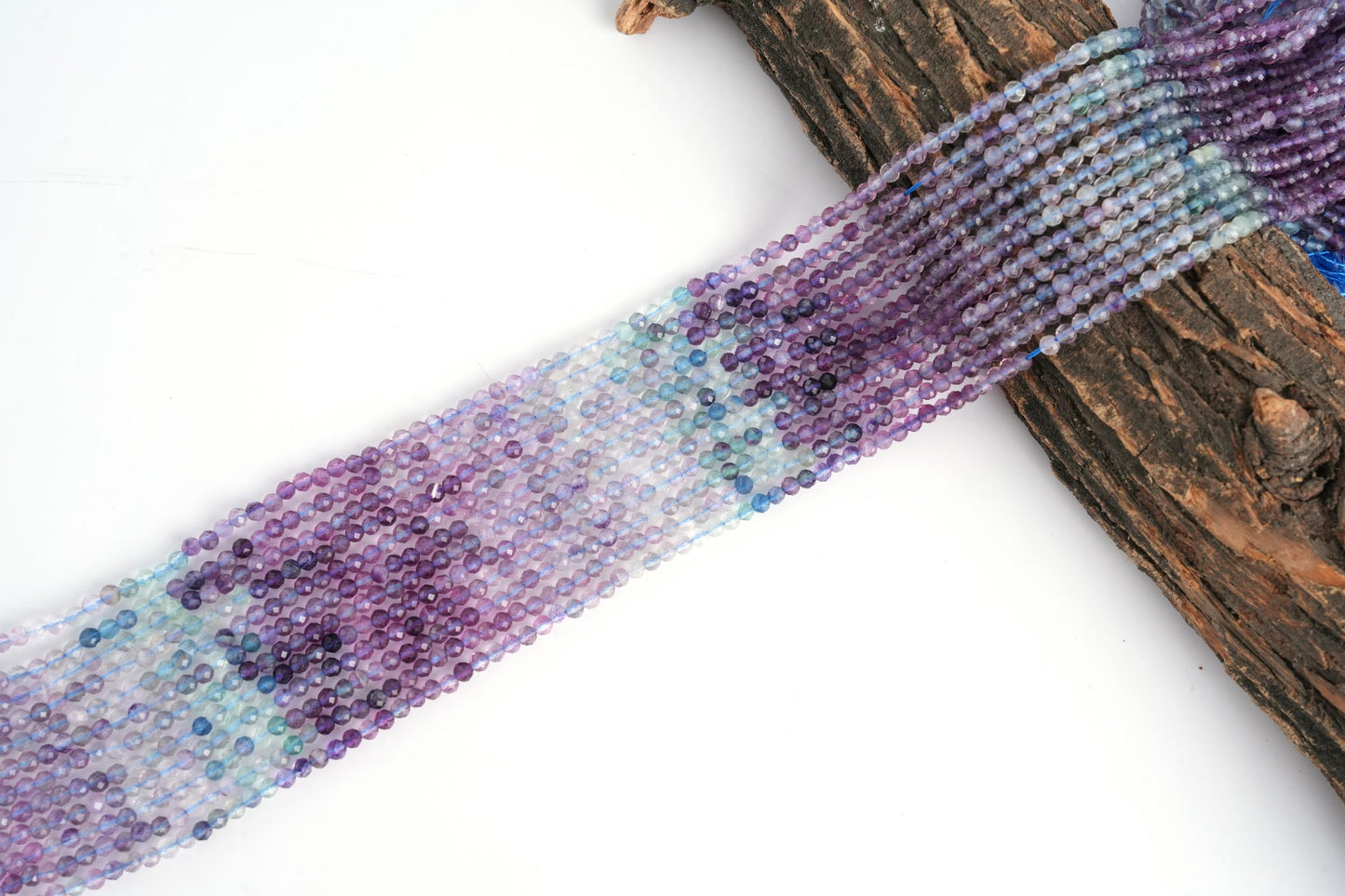 Natural Fluorite Shaded Gemstone Round Micro Faceted Beads String 15.5 Inches Long 2/3/4/6 MM for Jewelry Making and Crafting - AS & JG