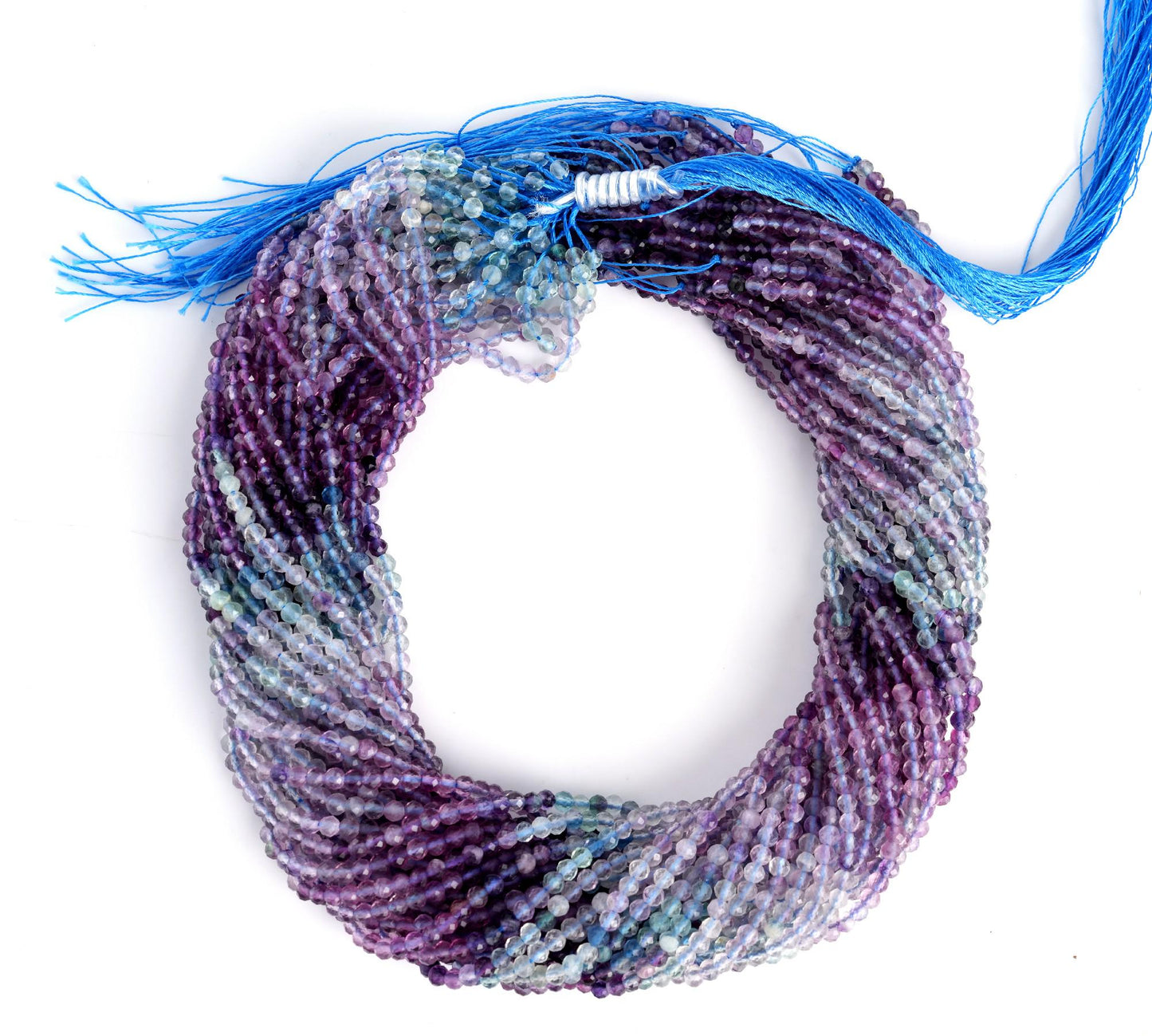 Natural Fluorite Shaded Gemstone Round Micro Faceted Beads String 15.5 Inches Long 2/3/4/6 MM for Jewelry Making and Crafting - AS & JG