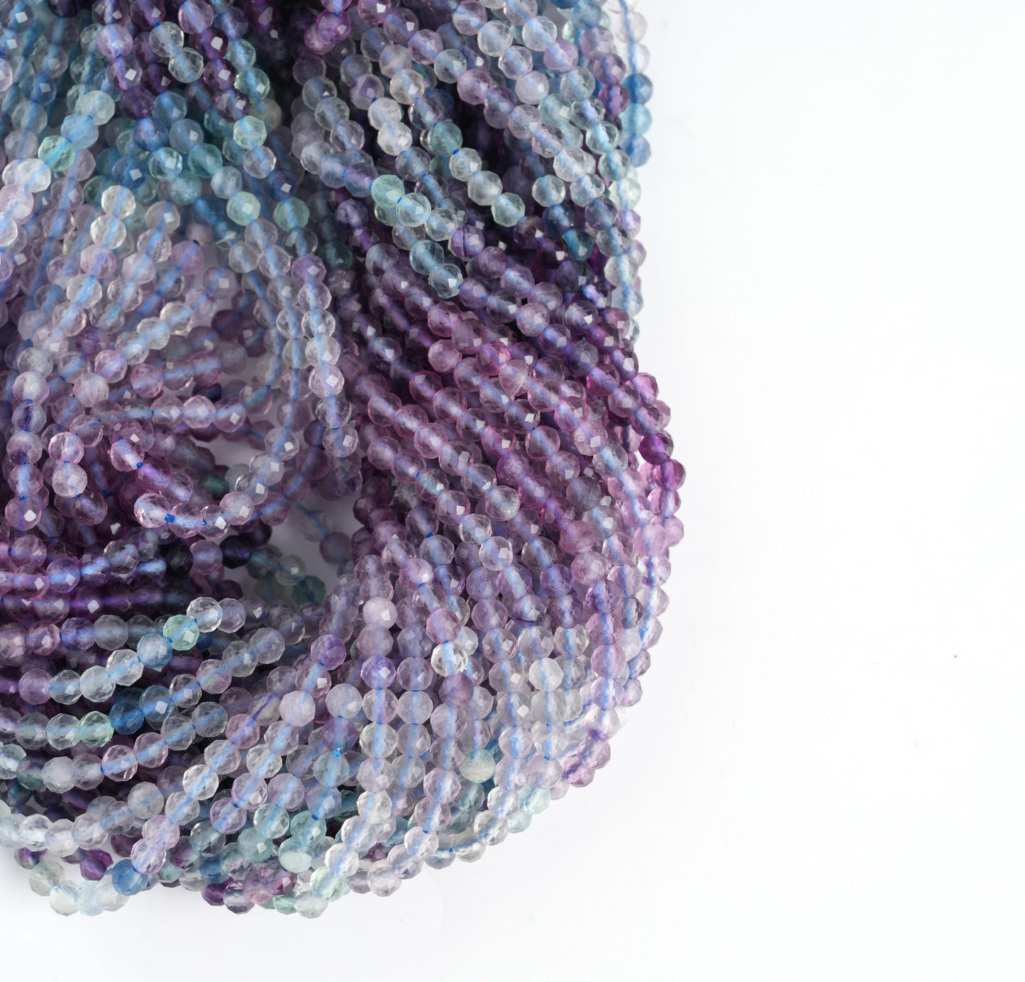 Natural Fluorite Shaded Gemstone Round Micro Faceted Beads String 15.5 Inches Long 2/3/4/6 MM for Jewelry Making and Crafting - AS & JG