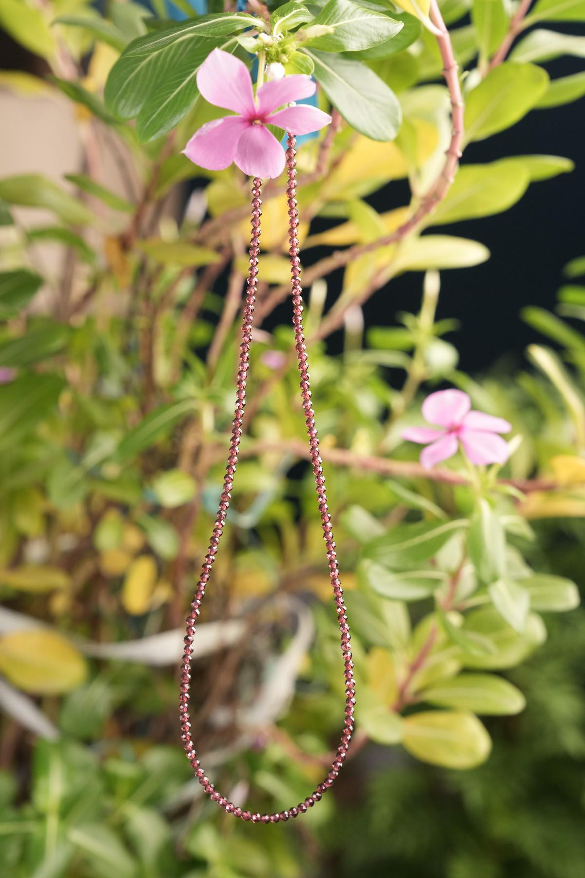 Genuine Red Garnet Beads Necklace / Layering Necklace, Dainty Beaded Necklace, Beaded Necklace, Boho Necklace, Gift for Her, Birthday Gift