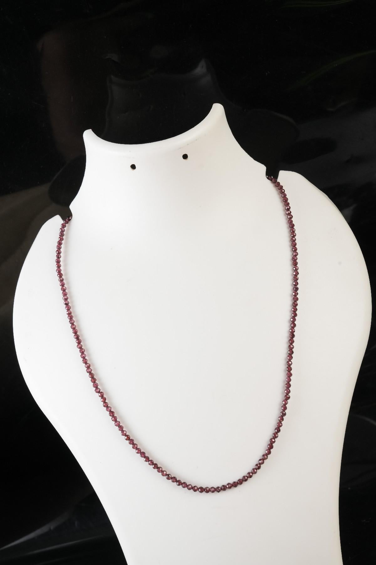 Genuine Red Garnet Beads Necklace / Layering Necklace, Dainty Beaded Necklace, Beaded Necklace, Boho Necklace, Gift for Her, Birthday Gift