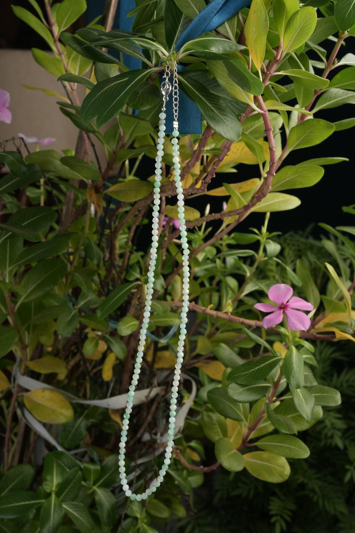Genuine Chrysoprase Beads Necklace / Handcrafted Adjustable Mala Necklace / 3 MM Round Micro Faceted Beaded Necklace Jewelry - AS & JG